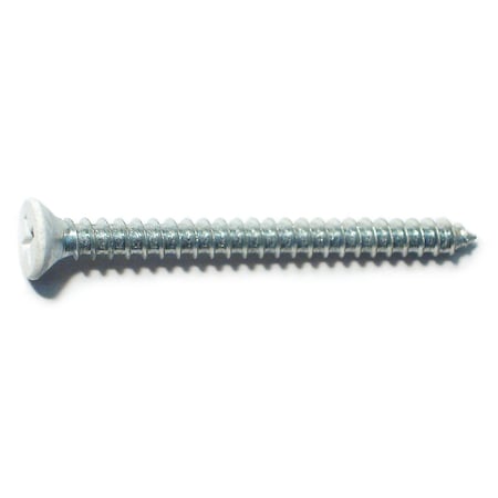 Midwest Fastener Wood Screw, #9, 2 in, White Steel Flat Head Phillips Drive, 12 PK 79375